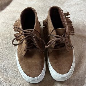 Vans Brown Suede Fringe Sneakers